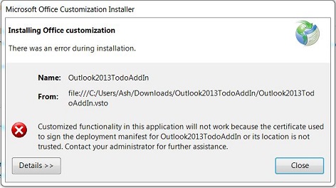 Certificate Installation Error